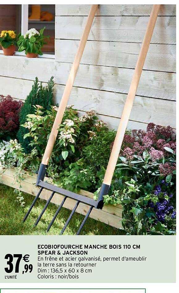 écobiofourche manche bois 110 cm spear & jackson