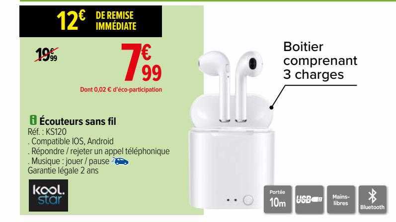 écouteurs sans fil kool star