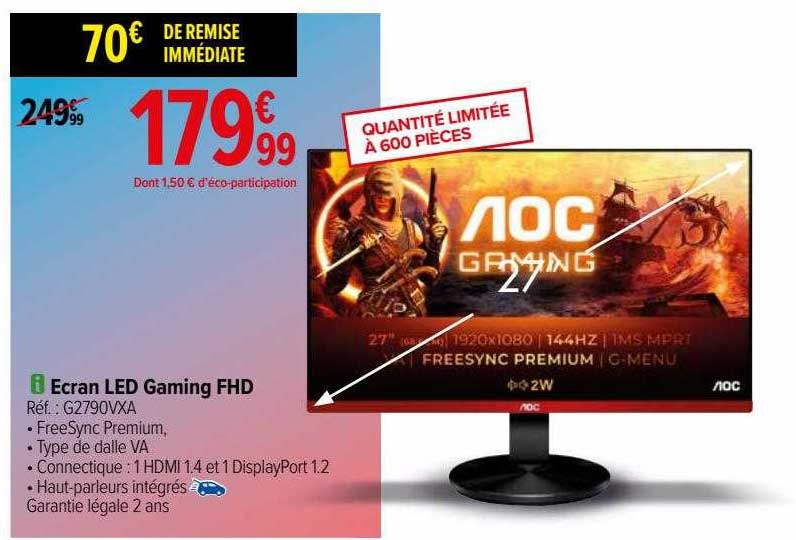 écran led gaming fhd aoc