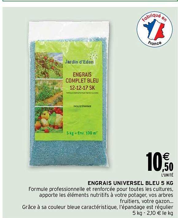 engrais universel bleu 5 kg jardin d'eden