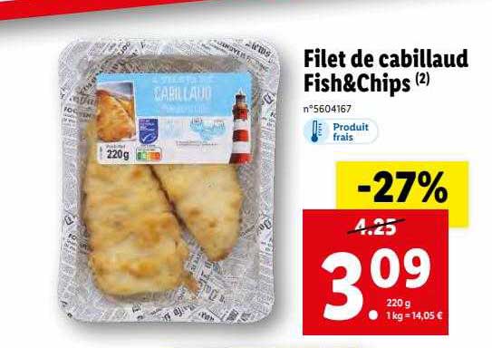 Filet De Cabillaud Fish & Chips