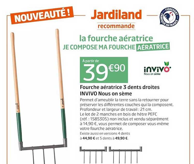 fourche aératrice 3 dents droites invivo nous on sème