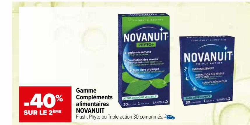 gamme compléments alimentaires novanuit -40% sur le 2ème