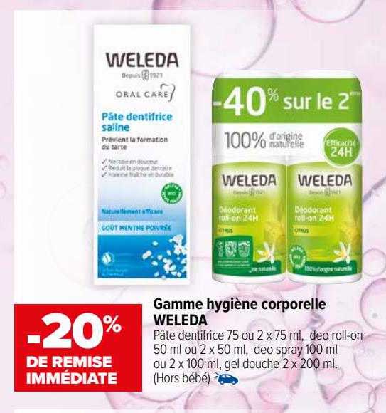 gamme hygiène corporelle weleda -20% de remise immédiate