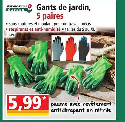 Gants De Jardin, 5 Paires Powertec Garden