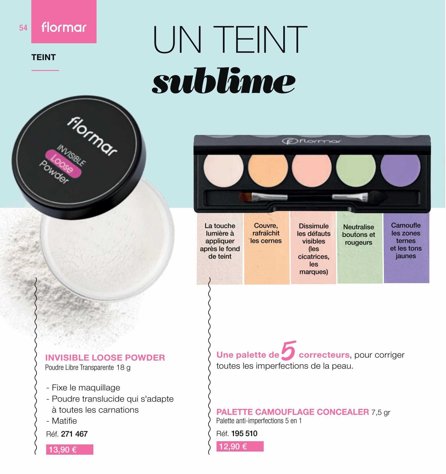 Invisible Loose Powder, Palette Camouflage Concealer