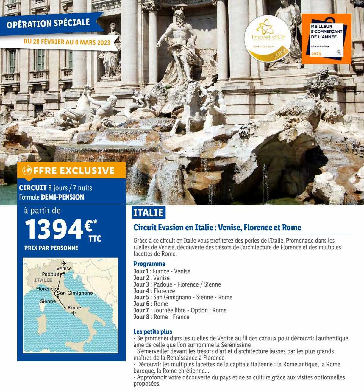 italie circuit évasion en italie : venise, florence et rome