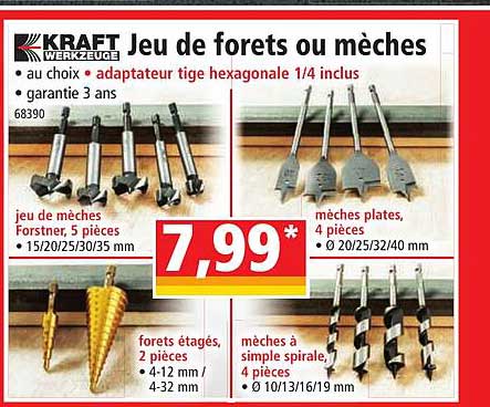 jeu de forets ou mèches kraft werkzeuge