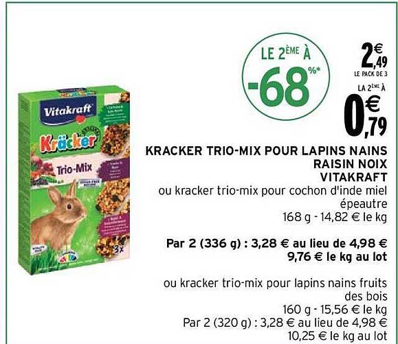 kracker trio-mix pour lapins nains raisin noix vitakraft