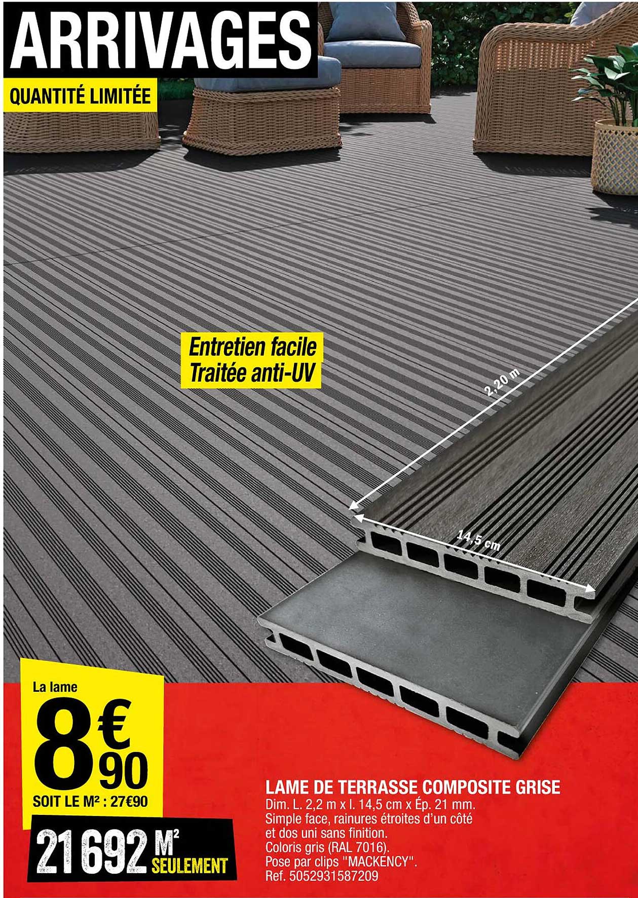 Lame De Terrasse Composite Grise