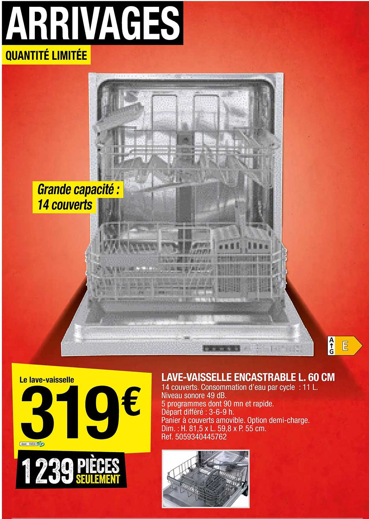 lave-vaisselle encastrable l. 60 cm