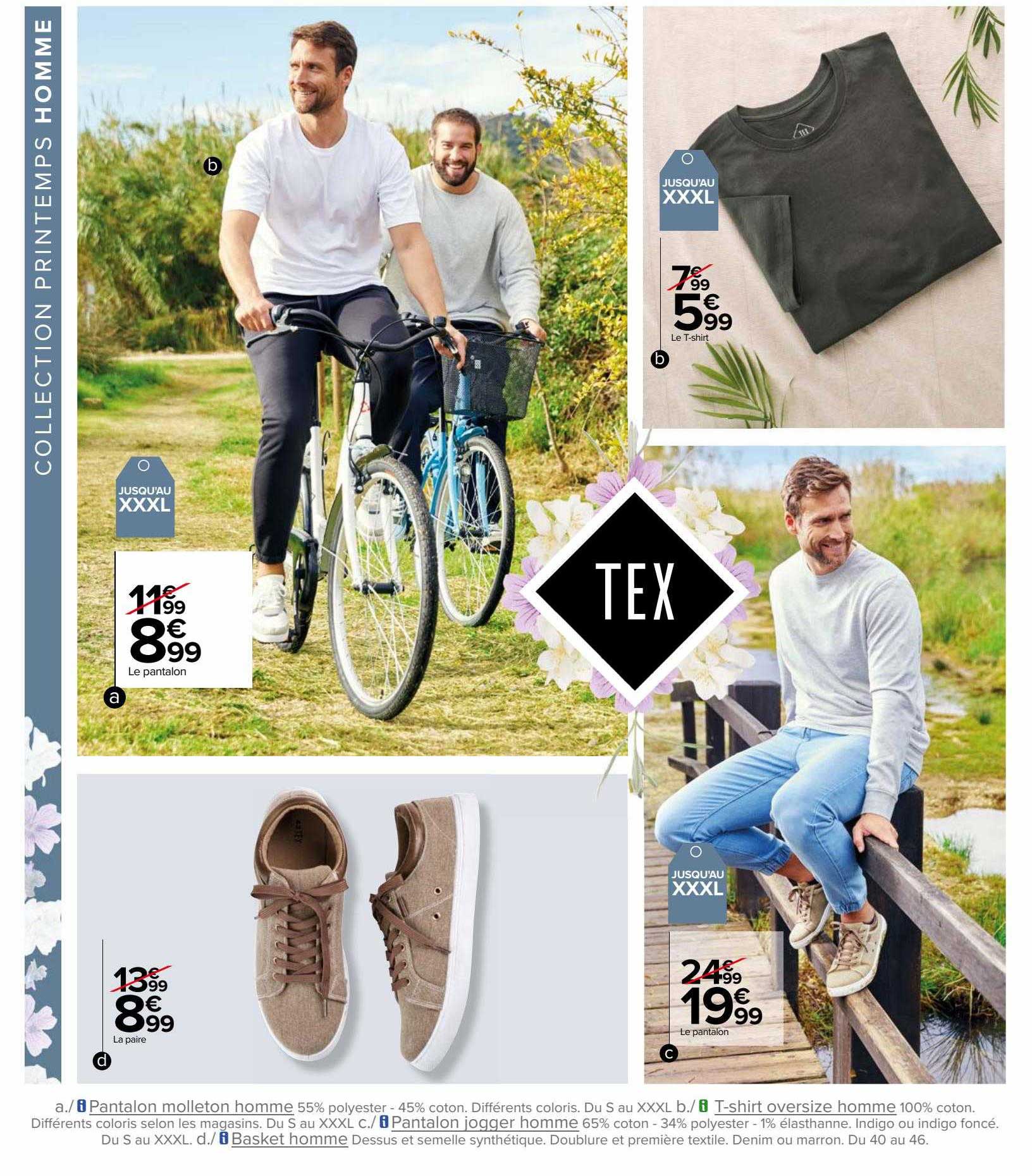 le pantalon, le t-shirt, la paire, le pantalon tex