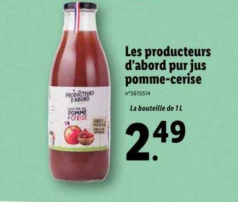 les producteurs d'abord pur jus pomme-cerise