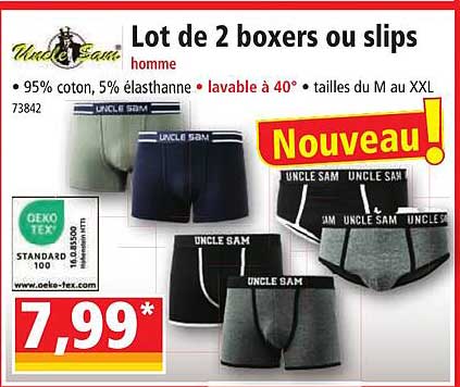 lot de 2 boxers ou slips uncle sam