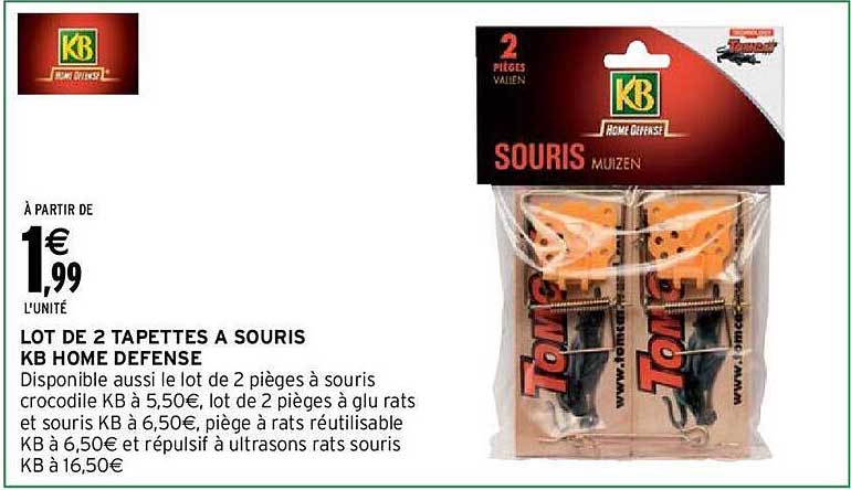 lot de 2 tapettes à souris kb home defense