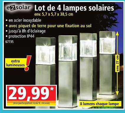 lot de 4 lampes solaires ezsolar