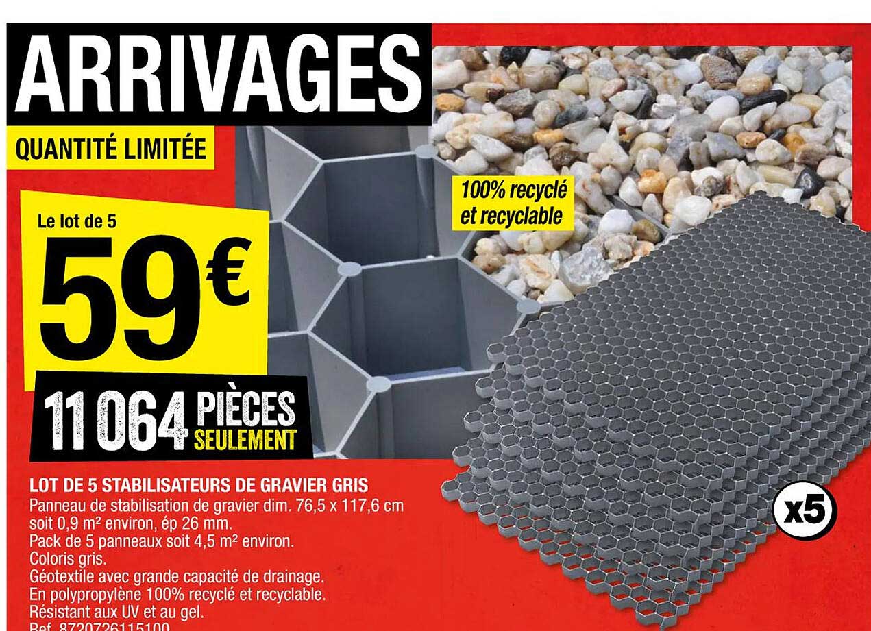Lot De 5 Stabilisateurs De Gravier Gris