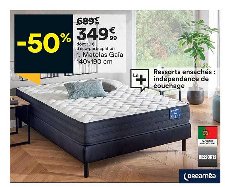 Matelas Gaïa 140 X 190 Cm Dreaméa