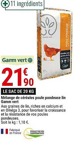 mélange de céréales poule pondeuse lin gamm vert