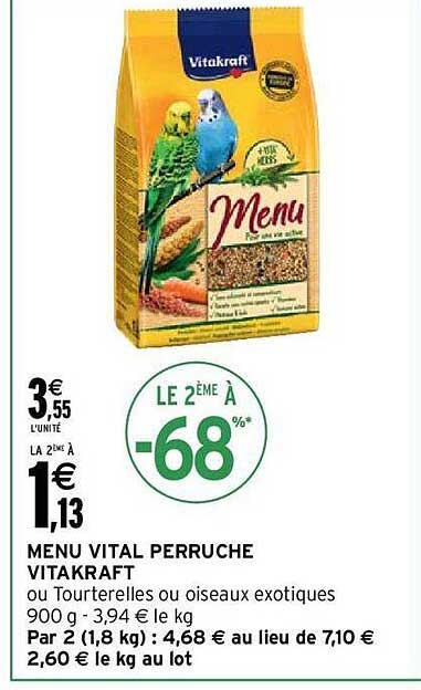 menu vital perruche vitakraft