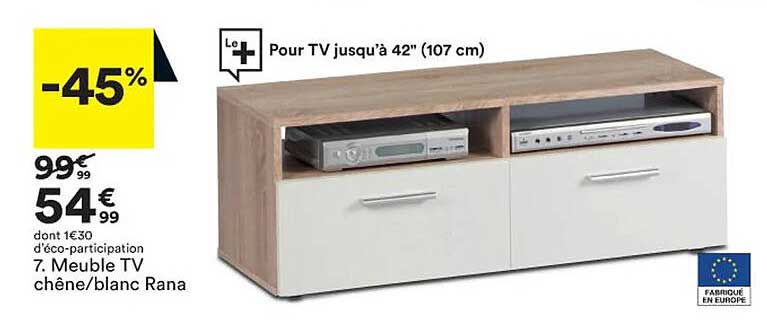 meuble tv chêne-blanc rana