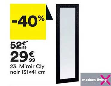 miroir cly noir 131 x 41 cm modern living
