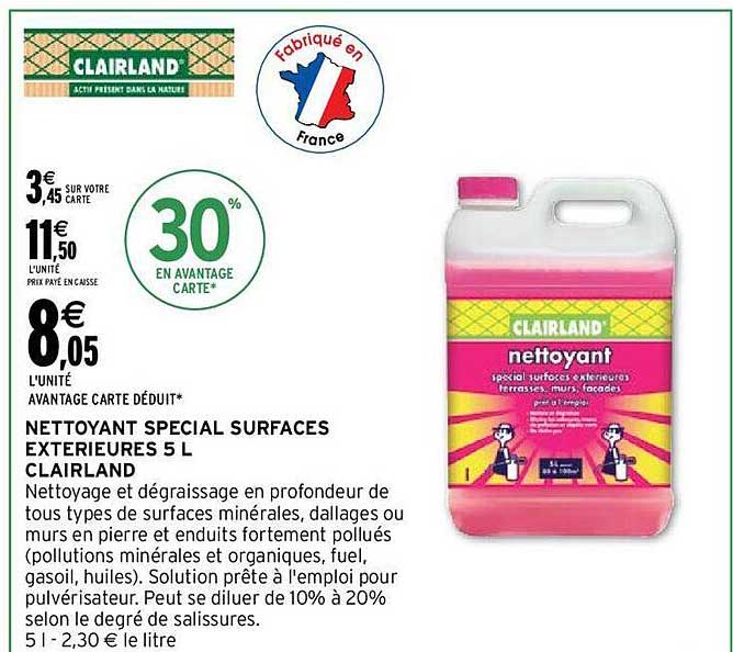 nettoyant spécial surfaces extérieures 5 l clairland