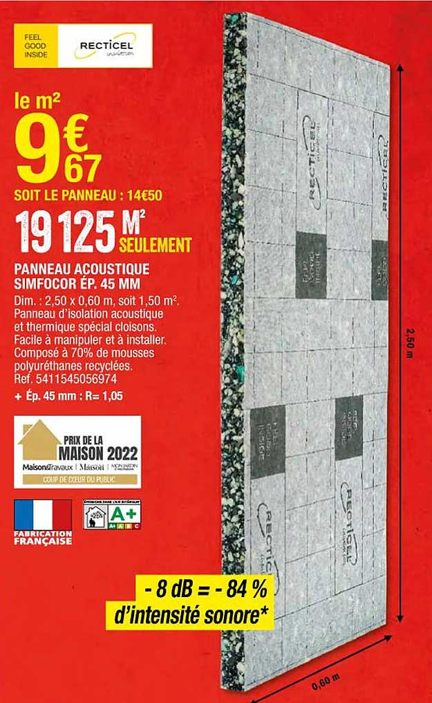 panneau acoustique simfocor ép. 45 mm