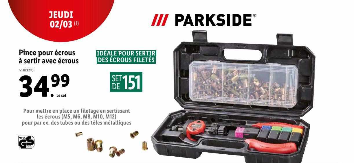 Pince Pour écrous à Sertir Avec écrous Parkside