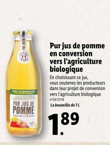 pur jus de pomme en conversion vers l'agriculture biologique