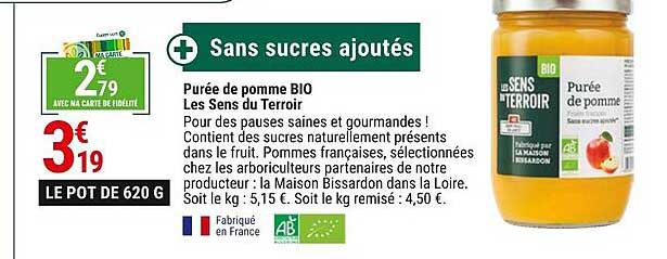 purée de pomme bio les sens du terroir