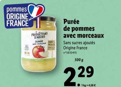 purée de pommes avec morceaux un producteurs d'abord