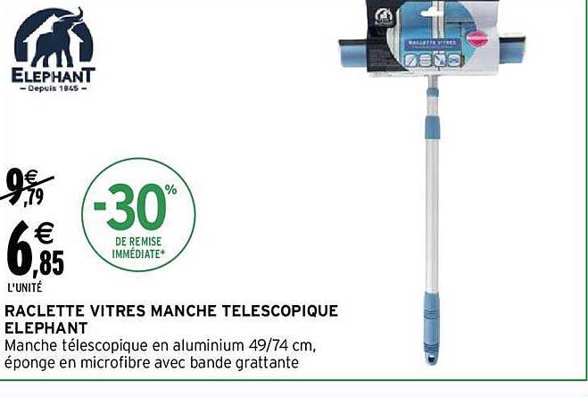 Raclette Vitres Manche Télescopique éléphant