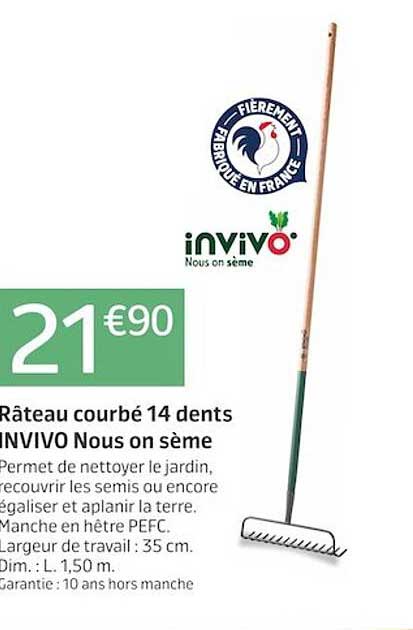 râteau courbé 14 dents invivo nous on sème