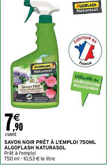 savon noir prêt à l'emploi 750ml algoflash naturasol
