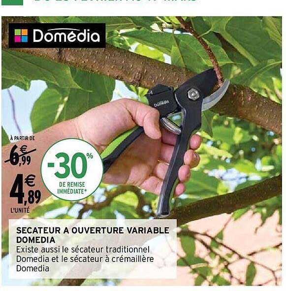 sécateur à ouverture variable domédia