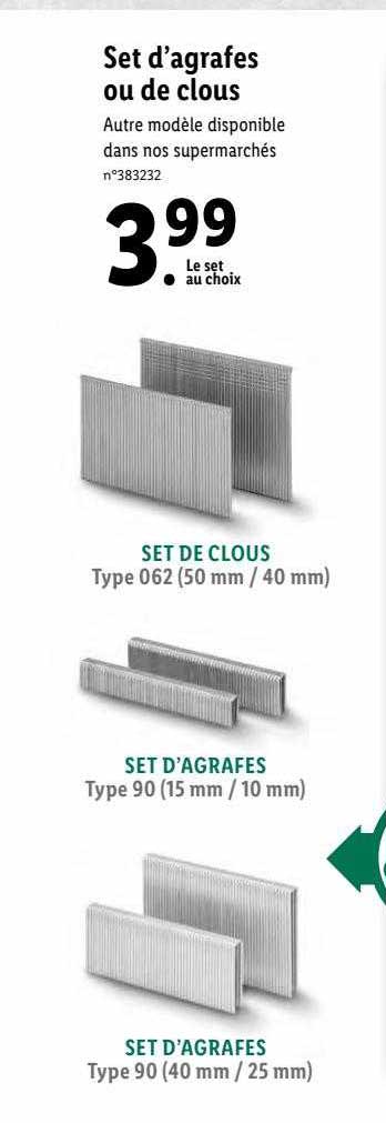 set d'agrafes ou de clous