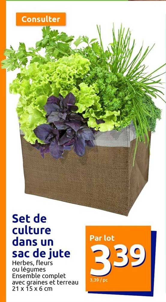 set de culture dans un sac de jute