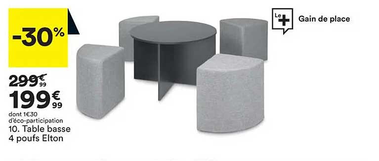 table basse 4 poufs elton