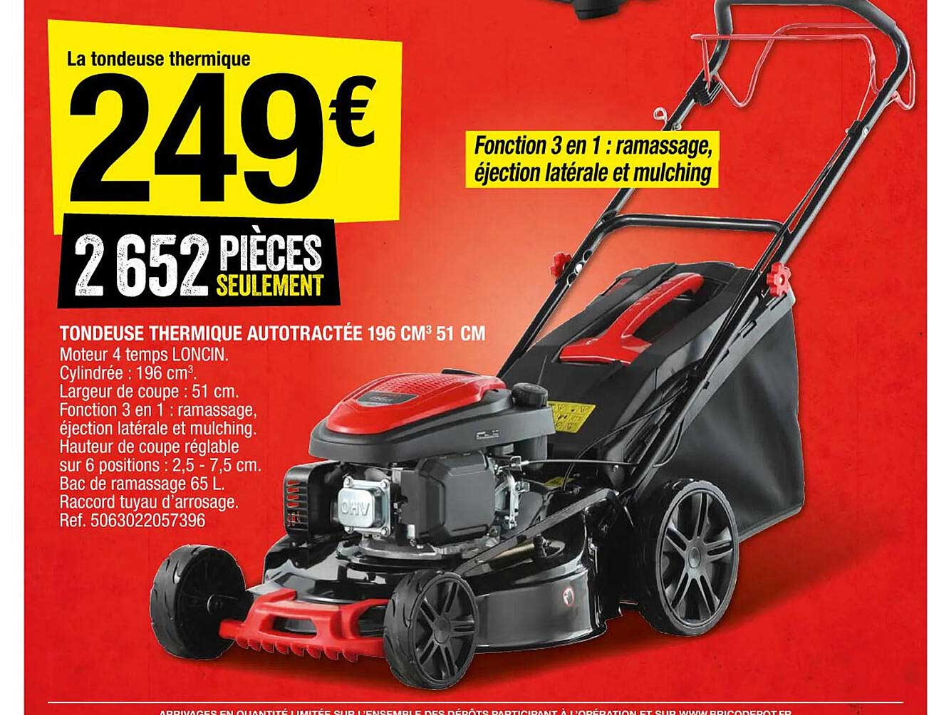 tondeuse thermique autotractée 196 cm³ 51 cm