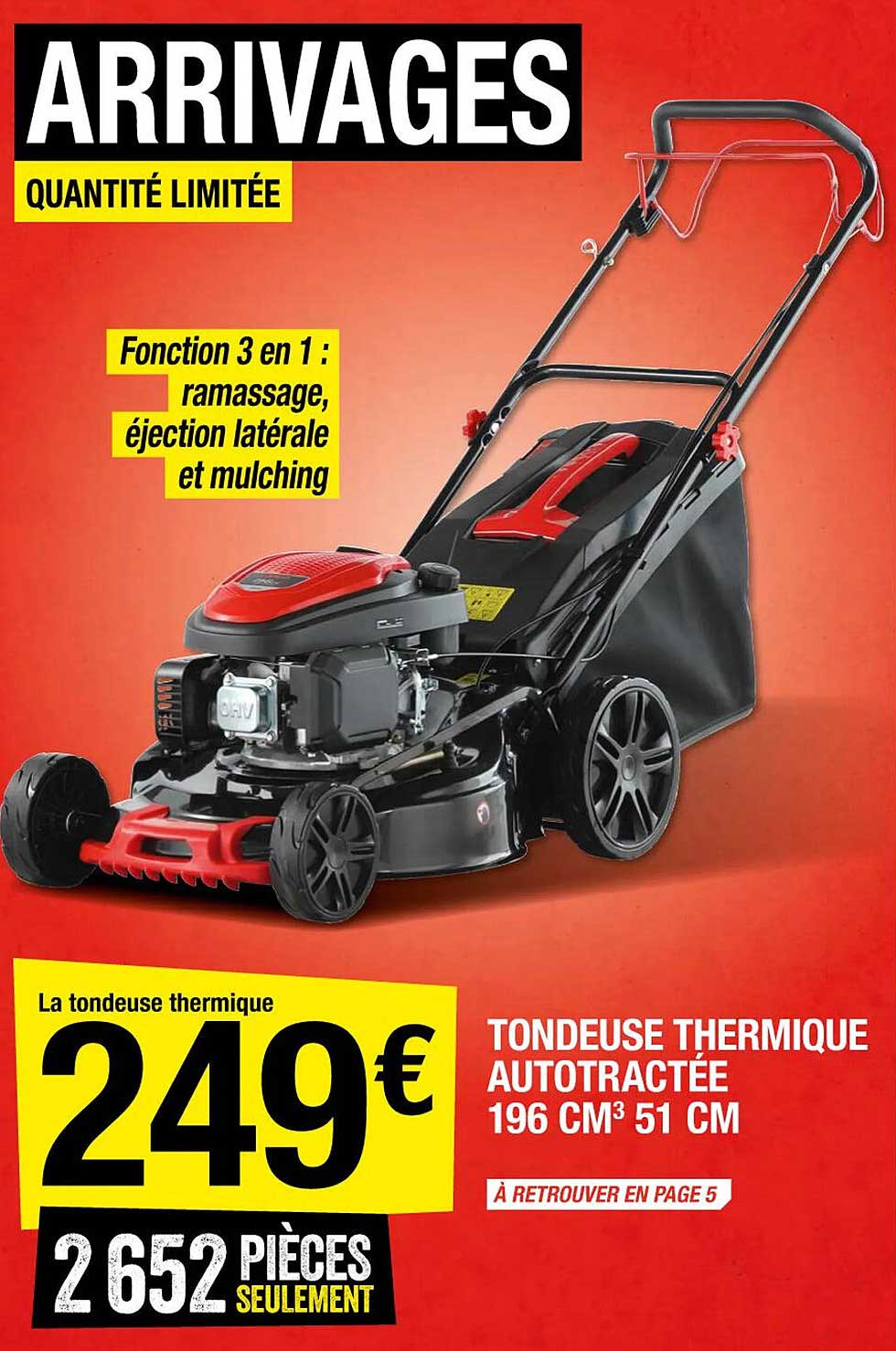 tondeuse thermique autotractée 196 m³