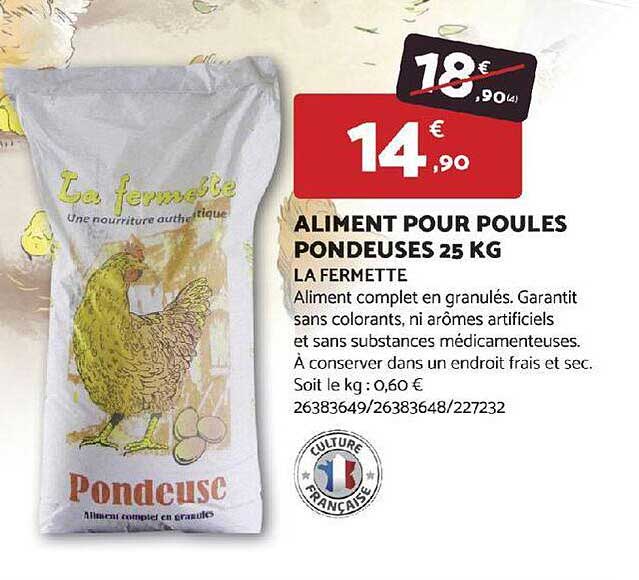 aliment pour poules pondeuses 25 kg la fermette