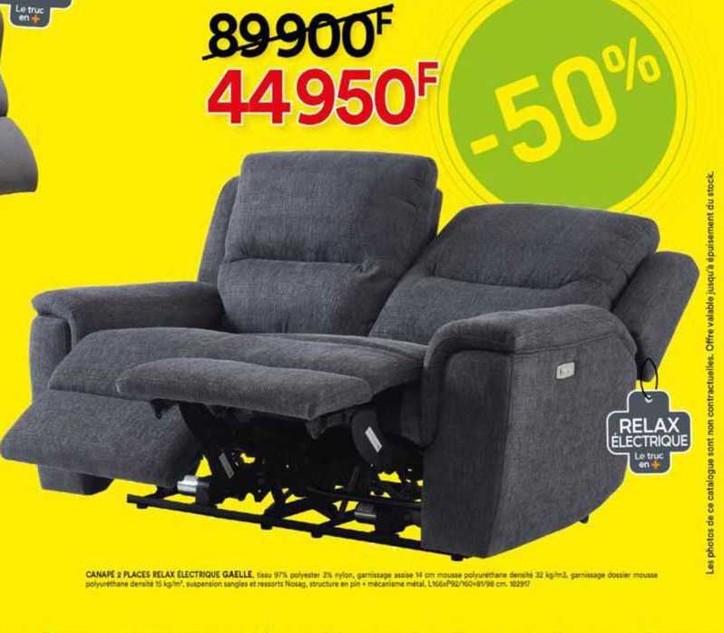 canapé 2 places relax electrique gaelle