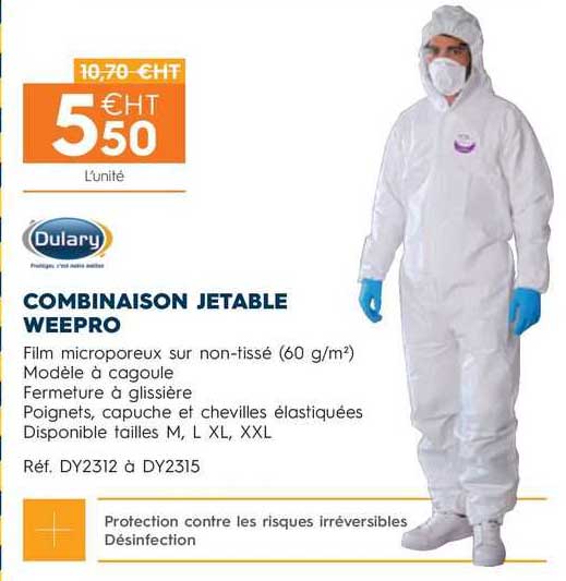 combinaison jetable weepro dulary