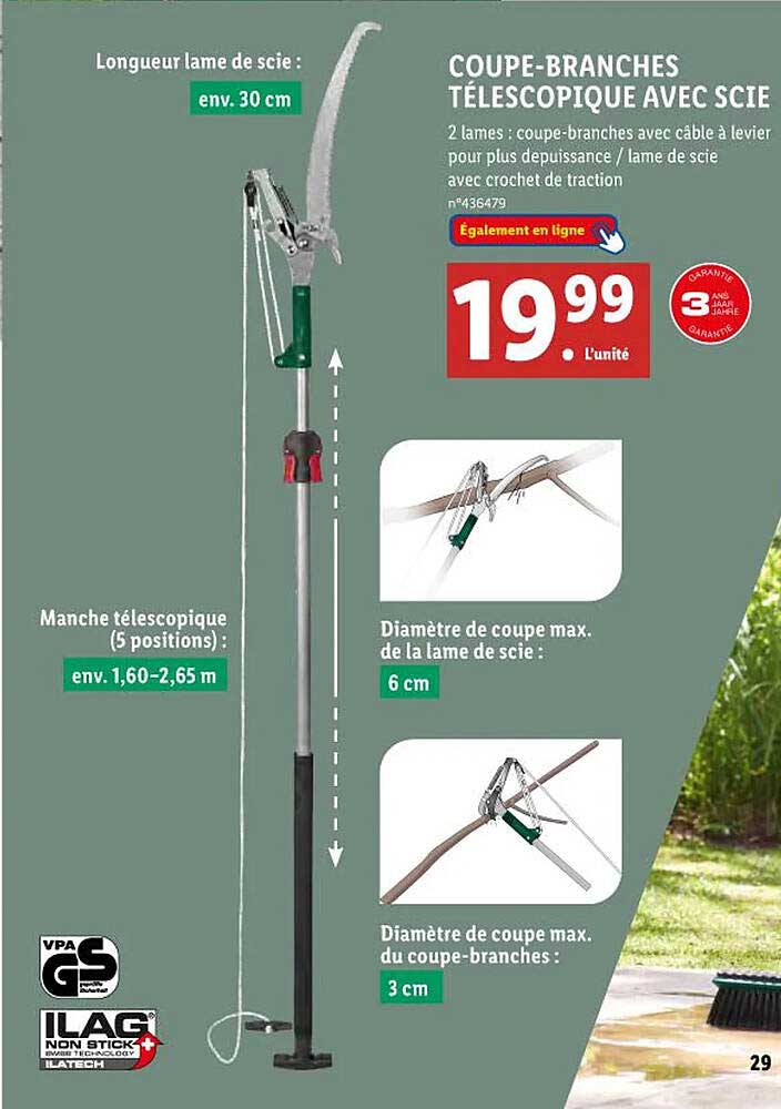 coupe-branches télescopiques avec scie