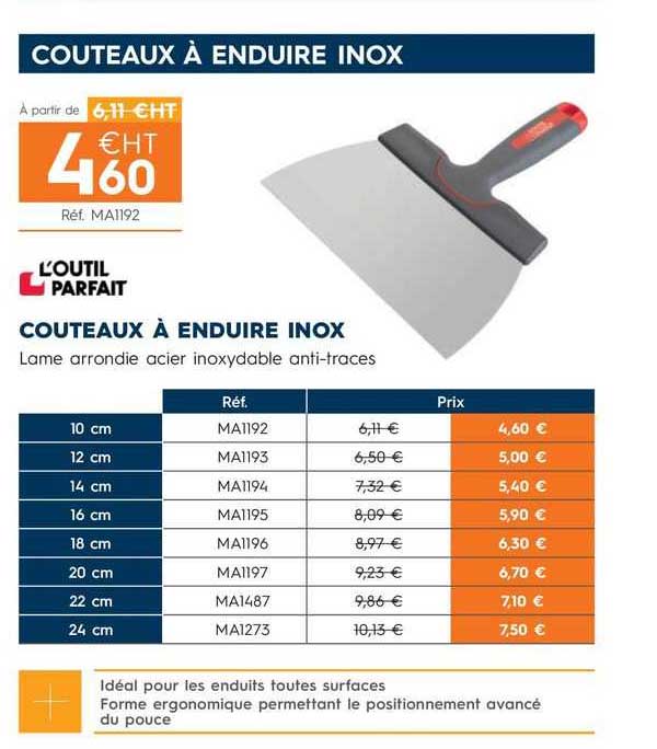 couteaux en enduire inox