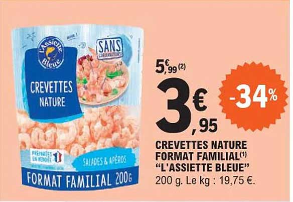 crevettes nature format familial "l'assiette bleue"