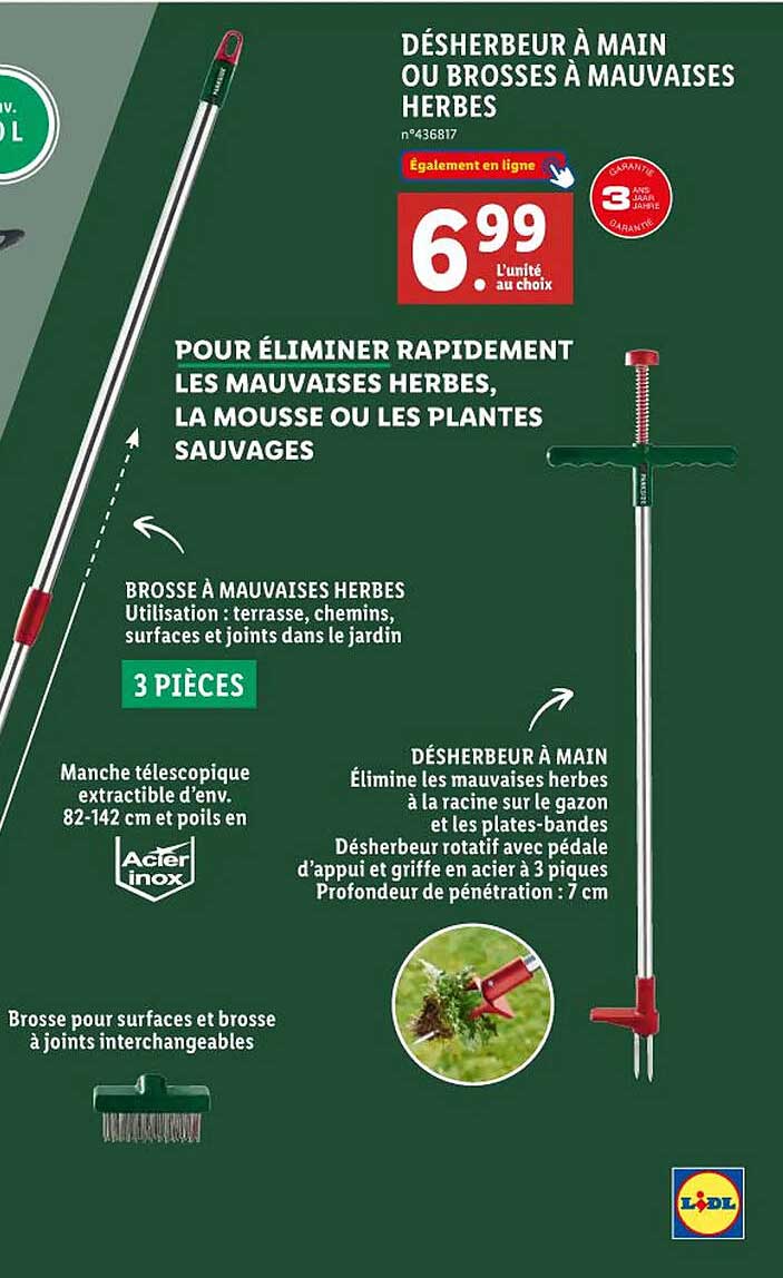 désherbeur à main ou brosses à mauvaises herbes