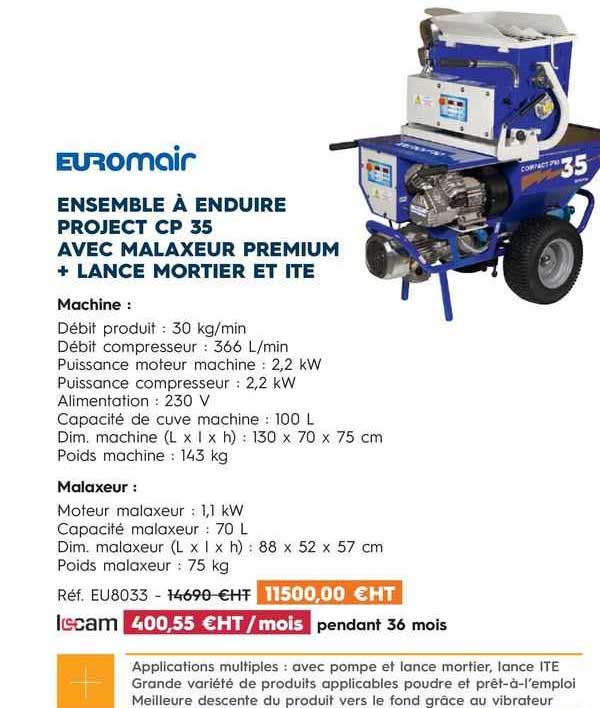 ensemble à enduire project cp 35 avec malaxeur premium + lance mortier et ite