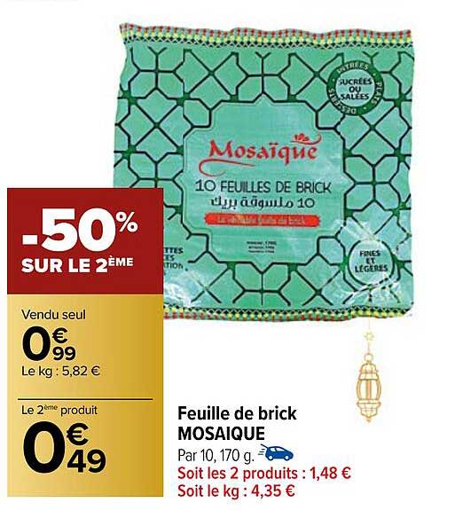 feuille de brick mosaique